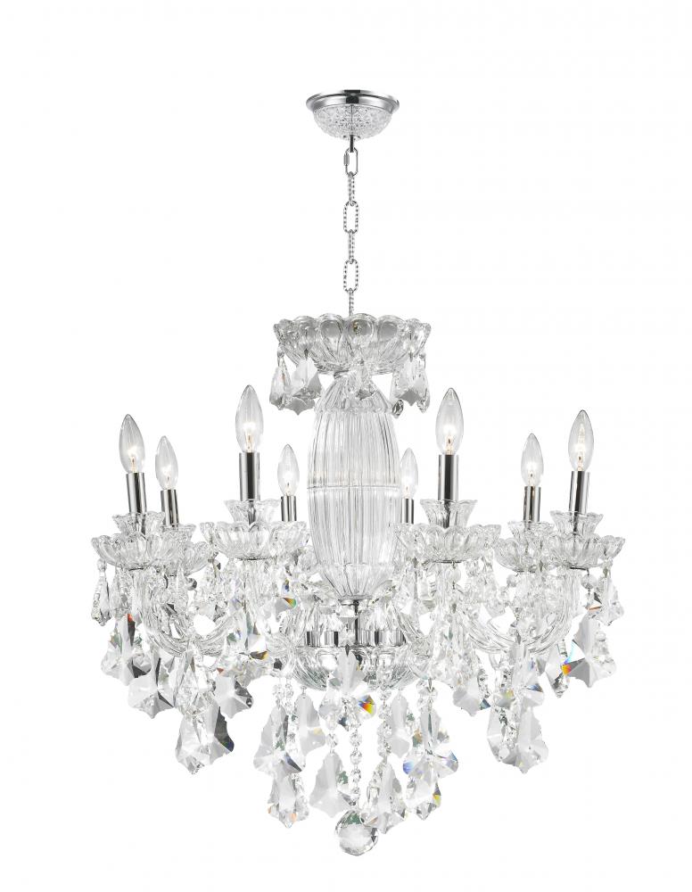 Olde World Collection 8 Light Chrome Finish Crystal Chandelier 25" D x 25" H Large