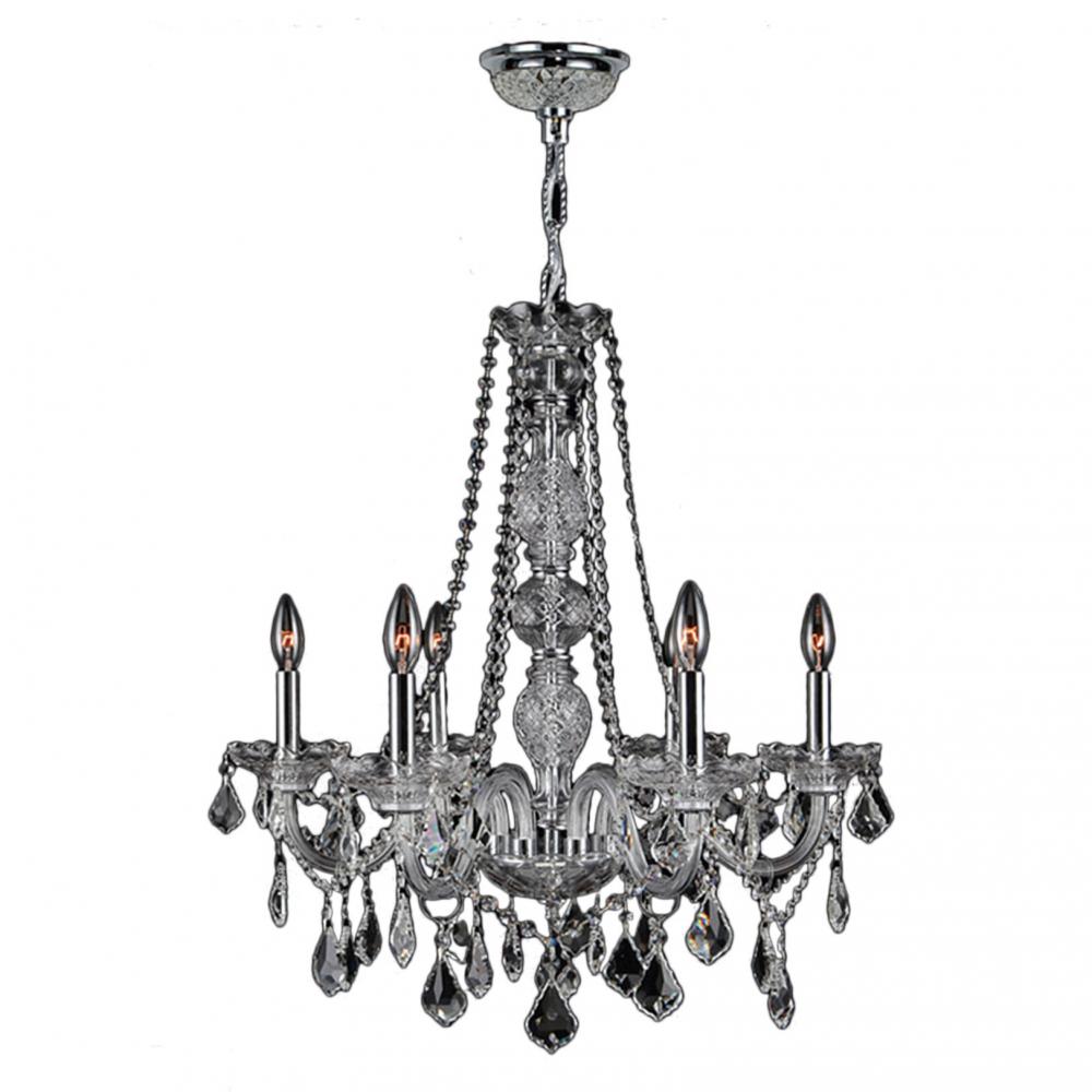 Provence 6-Light Chrome Finish and Clear Crystal Chandelier 24 in. Dia x 28 in. H Large