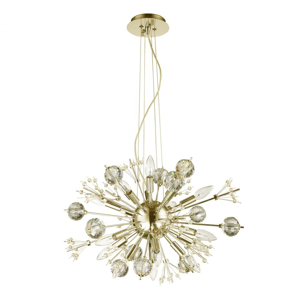 Starburst 20 Light Matte Gold Finish and Clear Crystal Sputnik Chandelier d24 in. x H16 in. Large