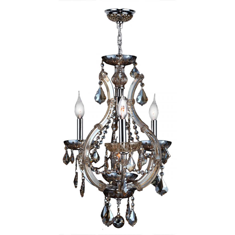 Lyre Collection 4 Light Chrome Finish and Golden Teak Crystal Chandelier 16" D x 28" H Mini