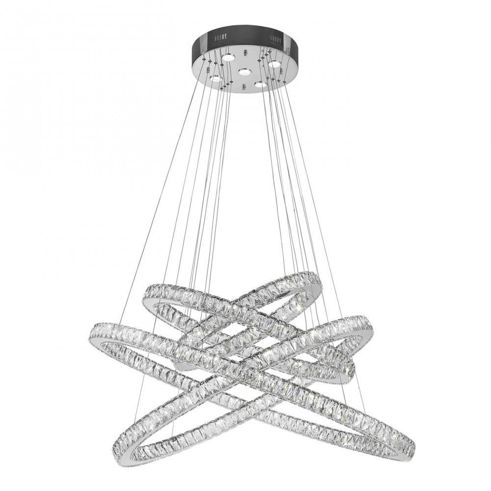 Galaxy 61 Integrated LEd Light Chrome Finish diamond Cut Crystal Constellation Ring Chandelier 3500K