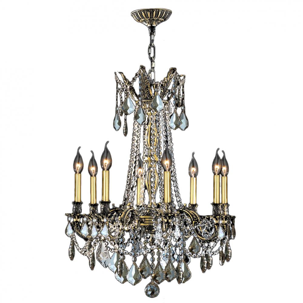 Windsor 8-Light Antique Bronze Finish and Golden Teak Crystal Chandelier 24 in. Dia x 30 in. H Large