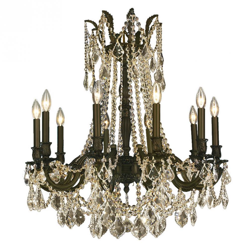 Windsor 10-Light dark Bronze Finish and Golden Teak Crystal Chandelier 28 in. Dia x 31 in. H Large