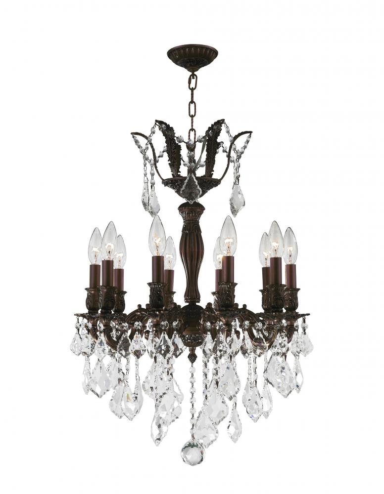 Versailles 10-Light dark Bronze Finish and Clear Crystal Chandelier 19 in. Dia x 25 in. H Medium