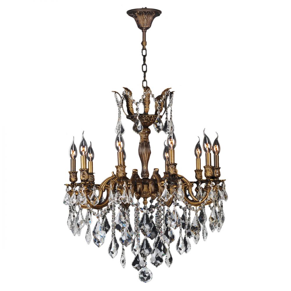 Versailles 10-Light Antique Bronze Finish and Clear Crystal Chandelier 26 in. Dia x 29 in. H Large