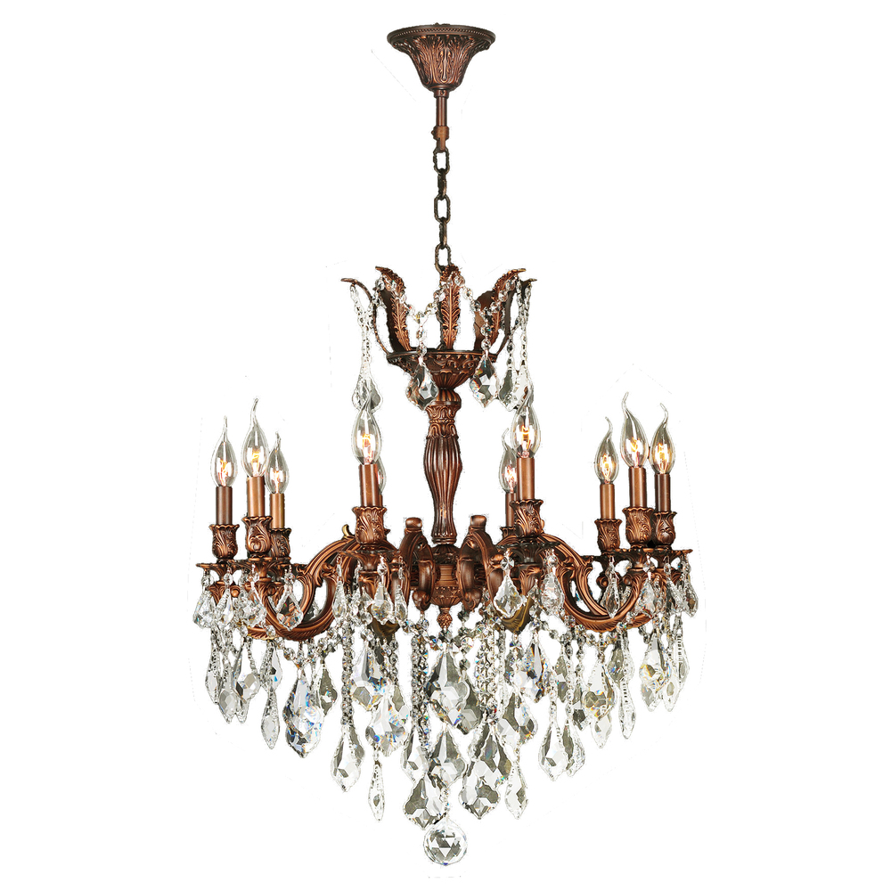 Versailles 10-Light French Gold Finish and Clear Crystal Chandelier 26 in. Dia x 29 in. H Large