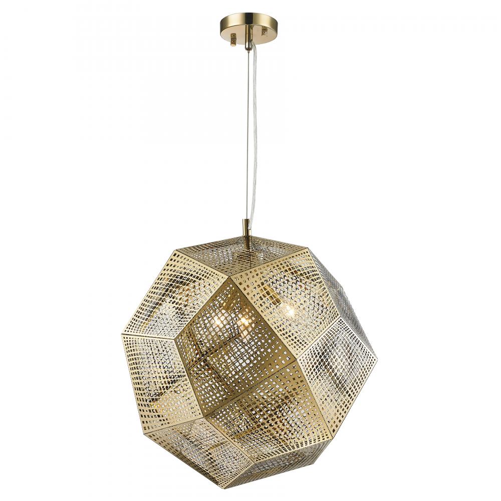 Geometrics 3-Light Rose Gold Finish Finish Stainless Steel Pendant Light 18 in. Dia x 18 in. H Mediu