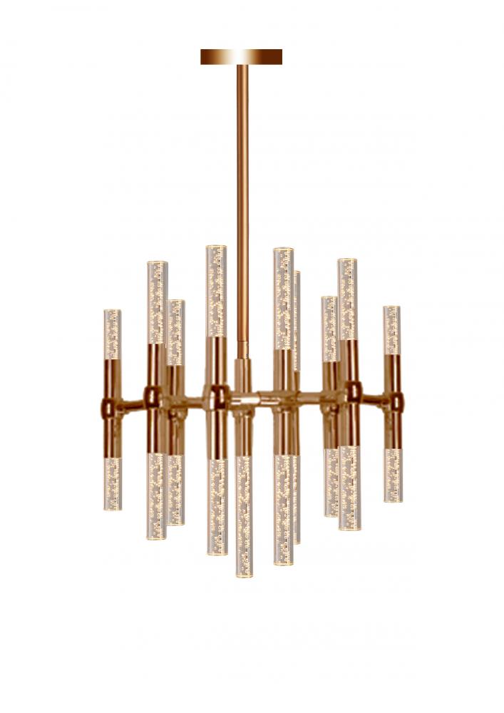 Sidney 75-Watt Matte Gold Finish Integrated LEd Round Chandelier 5000K 21 in. Dia x 22 in. H  Medium