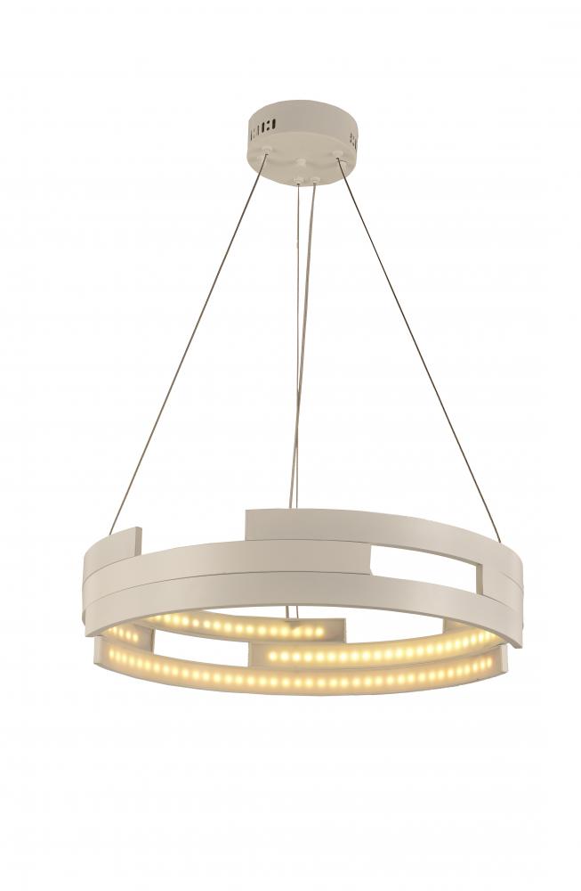 Nexus 62-Watt White Finish Integrated LEd Circular Ring Chandelier Light 3000K 22 in. Dia x 96 in. H