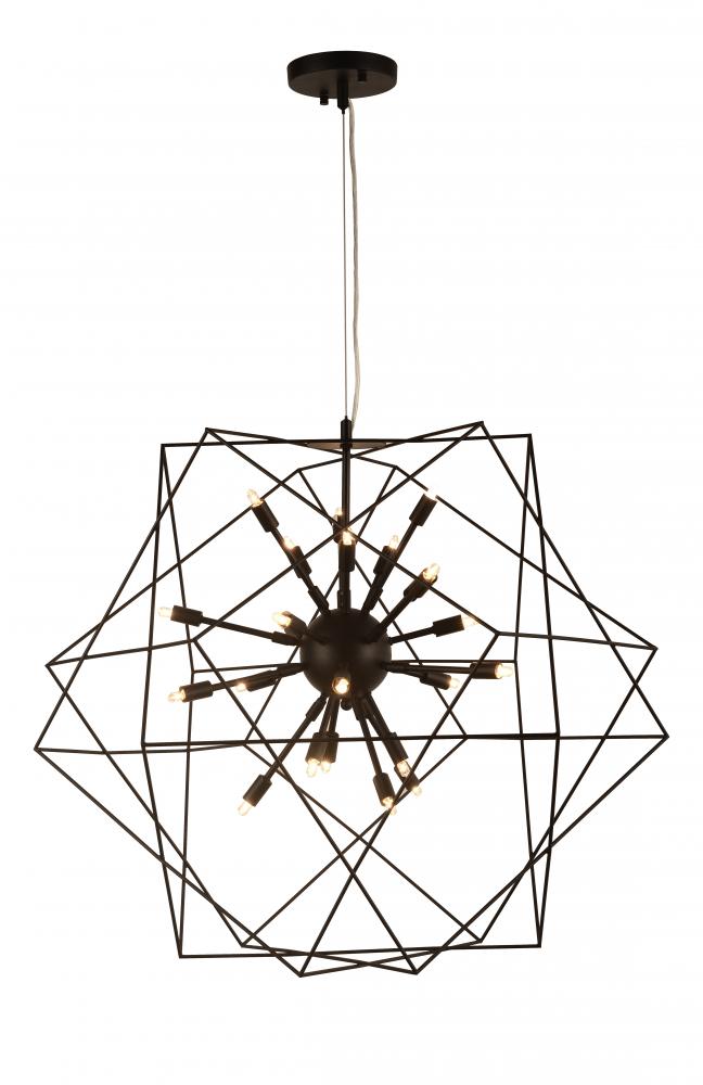 Le Cage 24-Light Matte Black Finish Halogen / LEd Sputnik Chandelier 33 in. Dia x 96 in. H Large