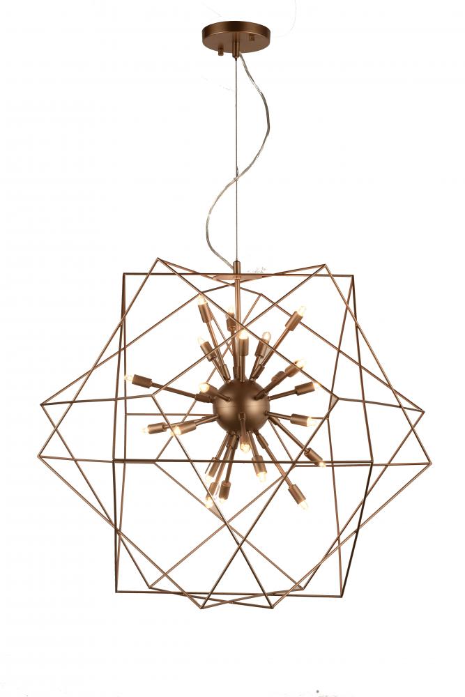 Le Cage 24-Light Matte Gold Finish Halogen / LEd Sputnik Chandelier 33 in. Dia x 96 in. H Large