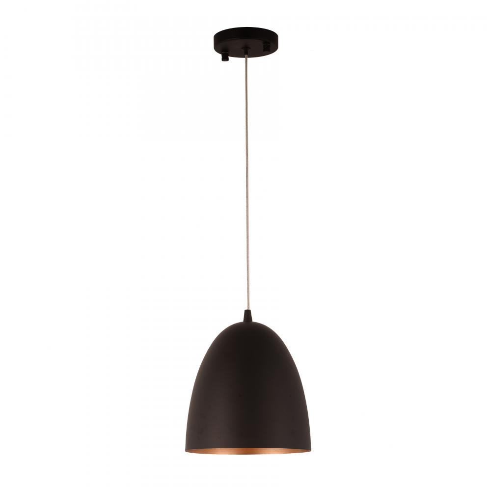 Monroe 6-Watt Matte Black Finish Integrated LEd Mini Pendant Light 3000K 8 in. Dia x 96 in. H