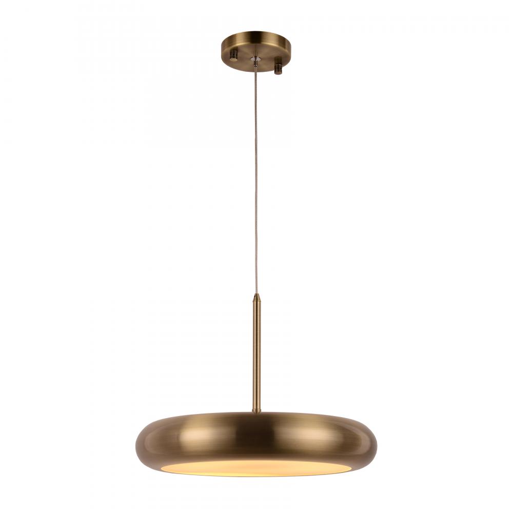 Madison 18-Watt Antique Bronze Finish Integrated LEd disc Pendant Light 3000K 14 in. Dia x 96 in. H 