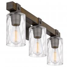 Worldwide Lighting Corp E20007-018 - Edison 3-Light Artisan Iron & Wood Finish Vanity Light 6“ X 24” X 9.25“