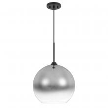 Worldwide Lighting Corp E80006-001 - Phantasm II 1-Light Black Finish Smoke Graduated Color Glass Pendant 10“ X 10” X 16“