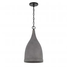 Worldwide Lighting Corp E80014-001 - Remington 1-Light Black Finish Concrete Grey Shade Pendant 10"D X 19.63"H