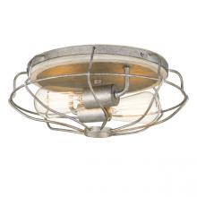 Worldwide Lighting Corp E30039-015 - Cyclone 13 in. D X 5.25 in. H 2-Light Galvanized And Ocala Oak Flush Mount