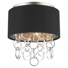 Worldwide Lighting Corp W33280MN12 - Catena 3-Light Matte Nickel Finish with Black Linen drum Shade Flush Mount Ceiling Light 12 in. Dia 