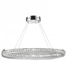 Worldwide Lighting Corp W83147KC42-3500K - Galaxy 20 LEd Integrated Light Chrome Finish diamond Cut Crystal Oval Ring Chandelier 3500K 42 in. L