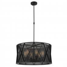 Worldwide Lighting Corp W83421MB24 - Nautilus 6-Light Matte Black Finish Mesh drum Shade Pendant Light 24 in. Dia x 12 in. H Large