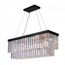 Worldwide Lighting Corp W83530BP42 - Kensington 7-Light Antique Bronze Finish Rectangular Crystal Chandelier 42 in. L x  12 in. W x 113 i