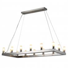 Worldwide Lighting Corp W83572BN32 - Silhouette 12-Light Brushed Nickel Finish Rectangular Chandelier 32 in. L x  14 in. W x 32 in. H Lar