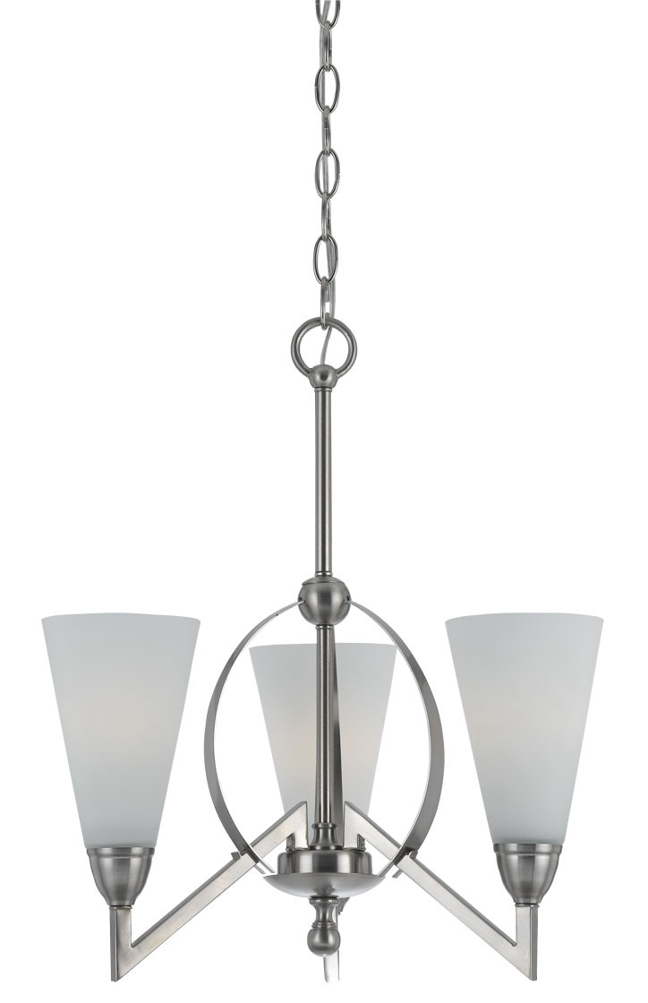 19" Inch Three Light Chandelier in Brushed Steel