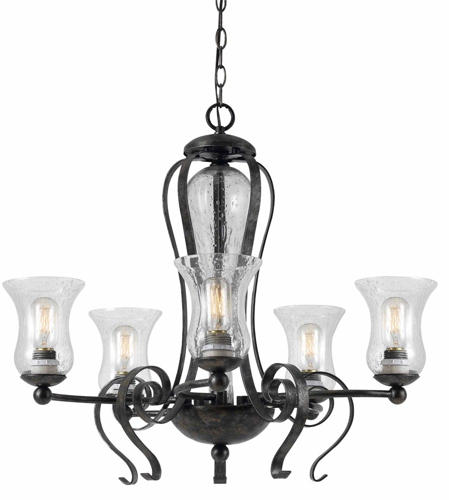 60W X 5 Metal 5 Light Chandelier (Edison Bulbs Not included)