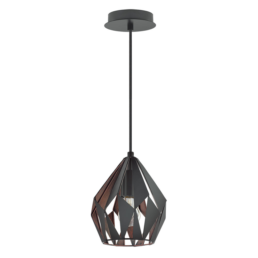 1 LT Geometric Pendant With A Black Outer Finish & Copper Interior Finish 60W A19 Bulb