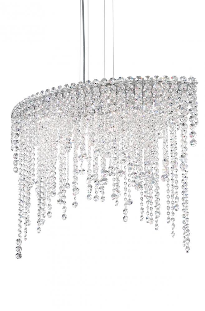 Chantant 6 Light 120V Pendant in Polished Stainless Steel with Optic Crystal