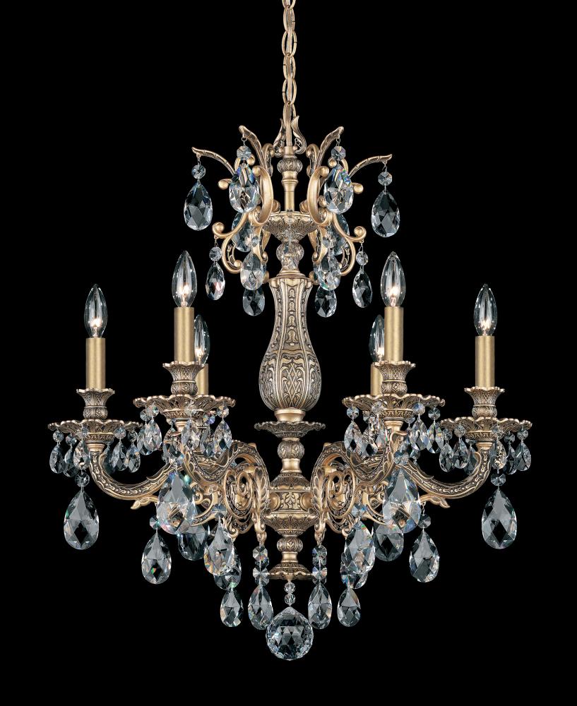 Milano 6 Light 120V Chandelier in Heirloom Bronze with Heritage Handcut Crystal