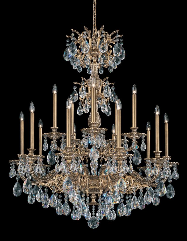 Milano 15 Light 120V Chandelier in Heirloom Bronze with Heritage Handcut Crystal