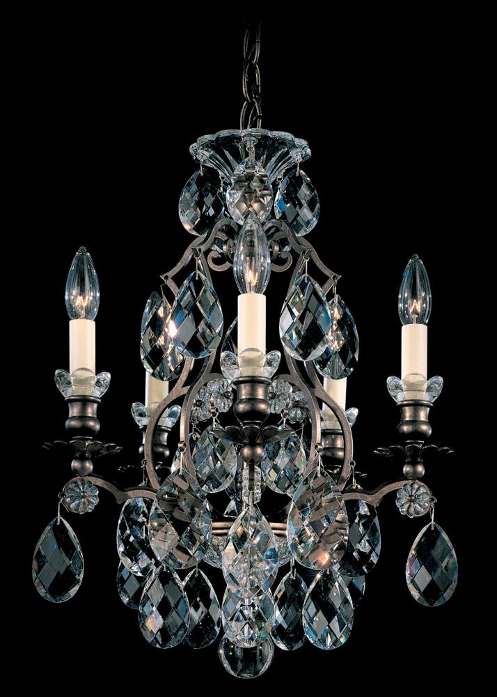 Renaissance 5 Light 120V Chandelier in Antique Silver with Heritage Handcut Crystal