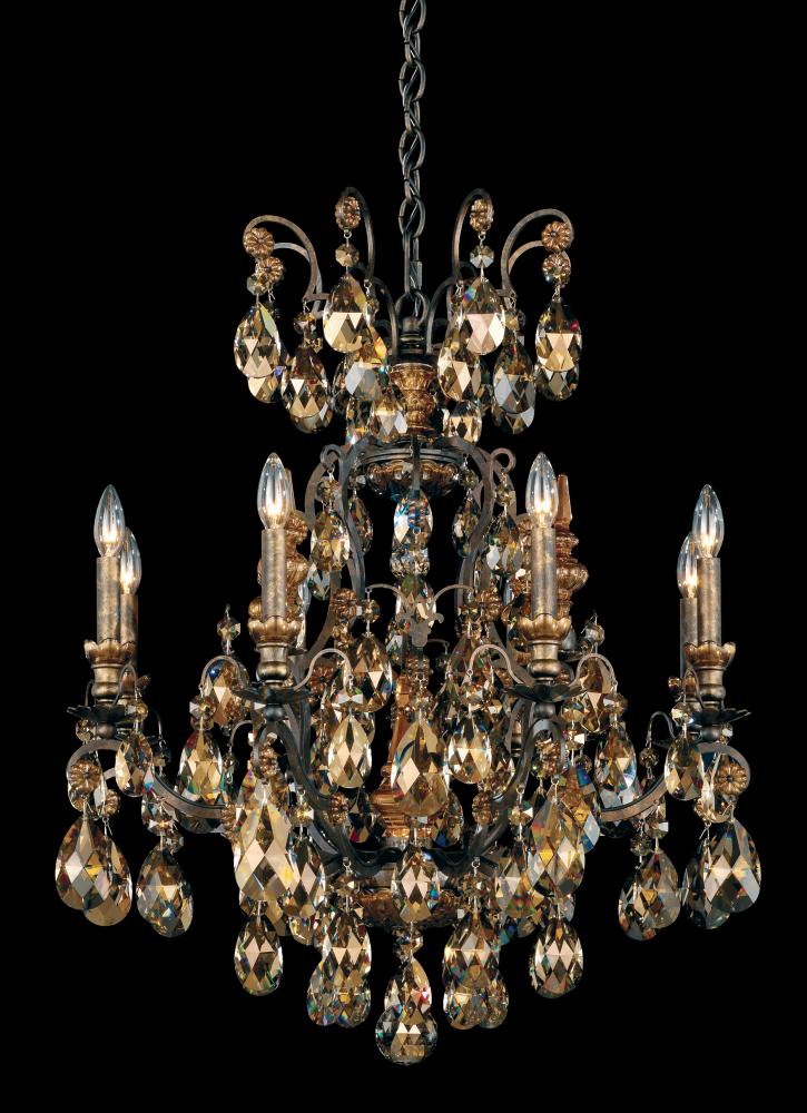 Renaissance 9 Light 120V Chandelier in Black with Heritage Handcut Crystal