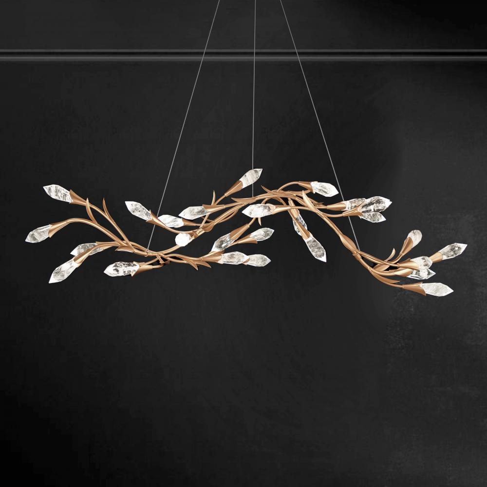 Secret Garden 56in LED 3500K 120V-277V Linear Pendant in French Gold with Optic Haze Quartz