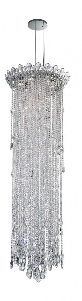 Trilliane Strands 6 Light 120V Pendant in Polished Stainless Steel with Heritage Handcut Crystal