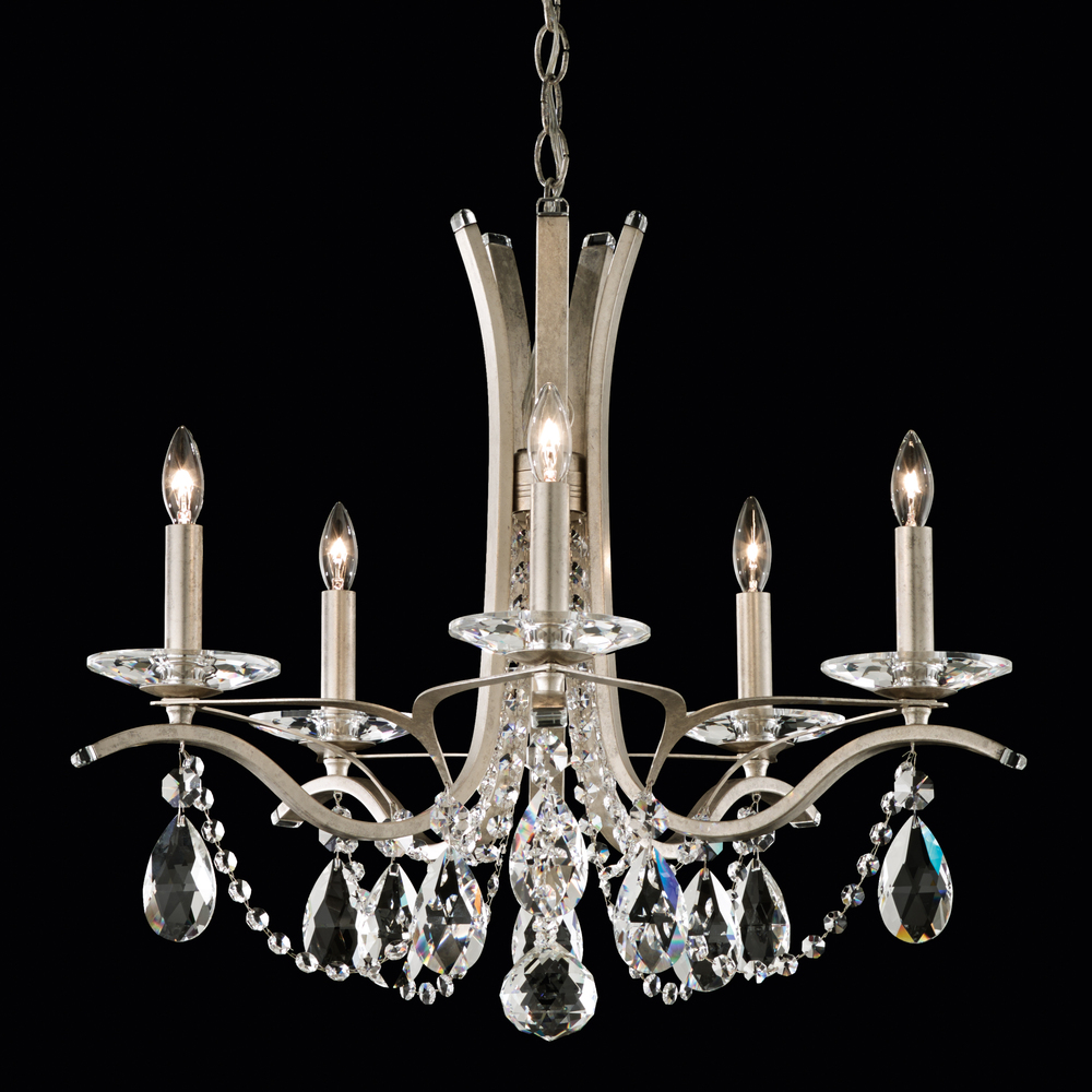 Vesca 5 Light 120V Chandelier in Antique Silver with Clear Heritage Handcut Crystal