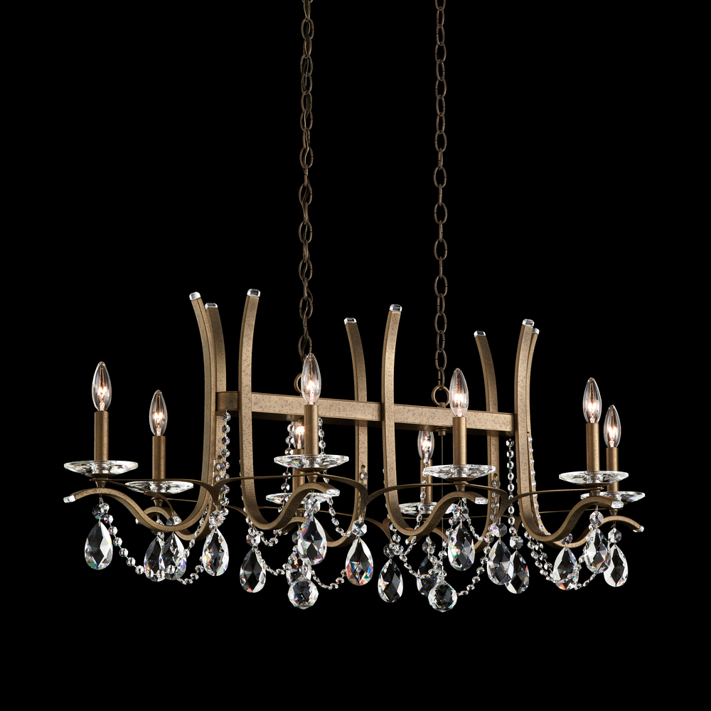 Vesca 8 Light 120V Chandelier in Etruscan Gold with Clear Heritage Handcut Crystal