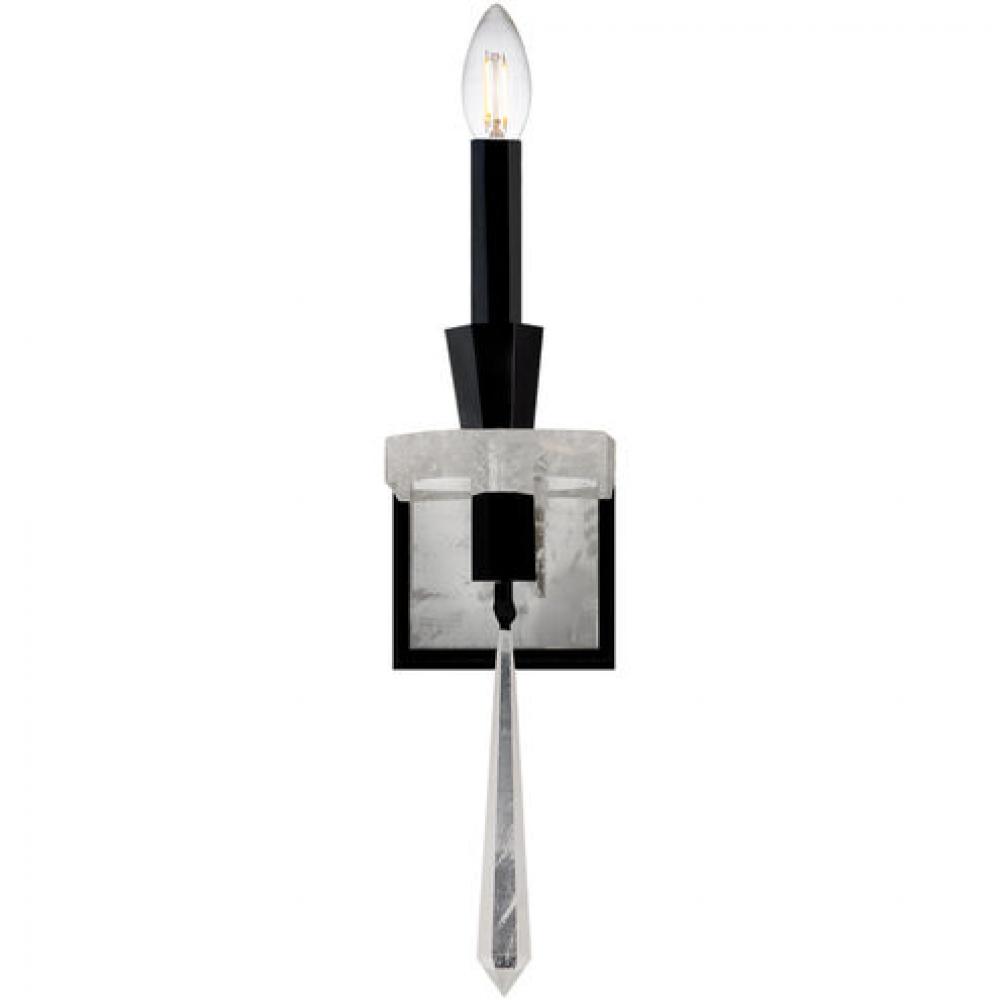 Amadeus 1 Light 120V Wall Sconce in Black with Optic Haze Quartz