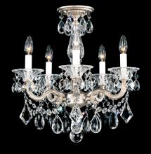 Schonbek 1870 5345-48 - La Scala 5 Light 120V Semi-Flush Mount or Chandelier in Antique Silver with Clear Heritage Handcut