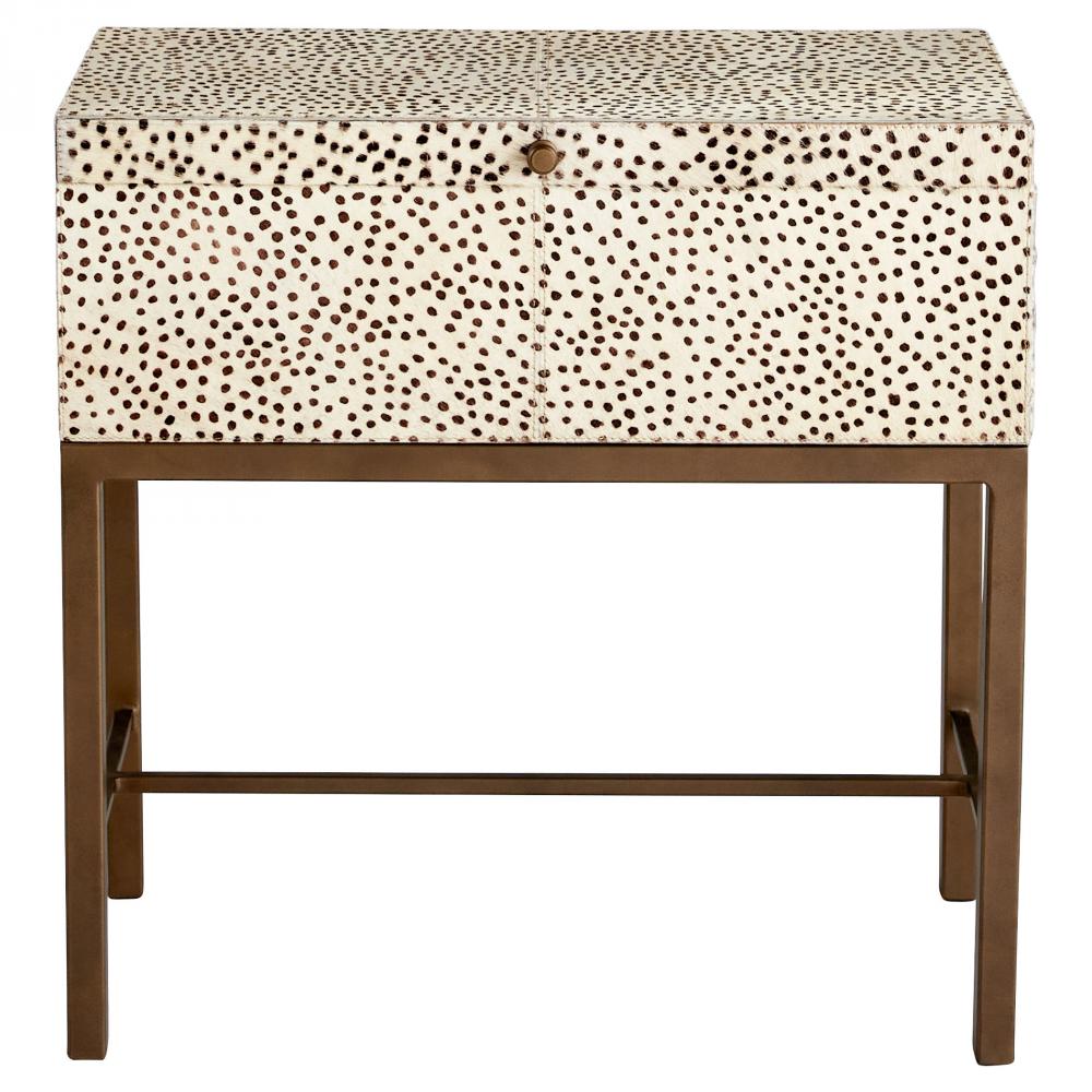 Gaborone Box on Stand | Off White | Brown | Antique Brass