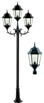 Dabmar GM2303-VG - 3 LIGHT POST TOP FIX W/ CLEAR GLASS INCAND 120V