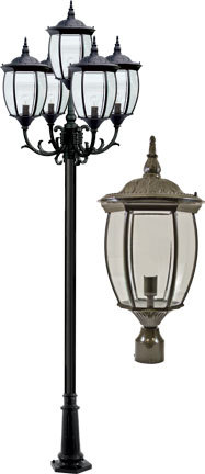 Dabmar GM3005-LED9-BZ - VICTORIA POST FIVE LIGHT FIX 5 X LED 9W 85-265V