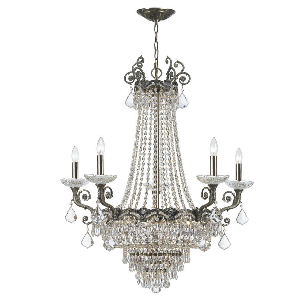 Majestic 11 Light Hand Cut Crystal Historic Brass Chandelier