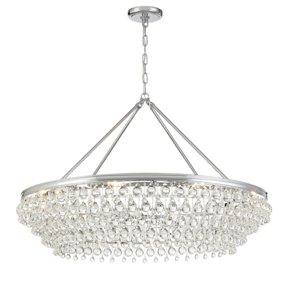 Calypso 8 Light Crystal Teardrop Polished Chrome Chandelier