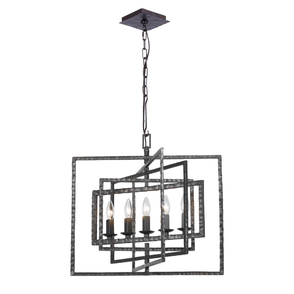 Capri 5 Light Raw Steel Chandelier