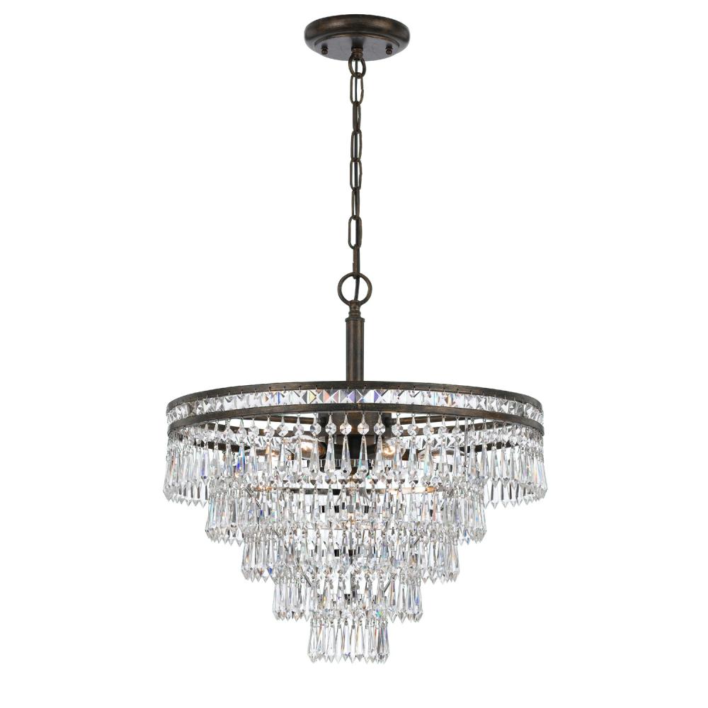 Mercer 7 Light Hand Cut Crystal English Bronze Chandelier