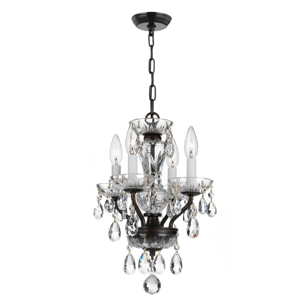 Traditional Crystal 4 Light Swarovski Strass Crystal English Bronze Mini Chandelier