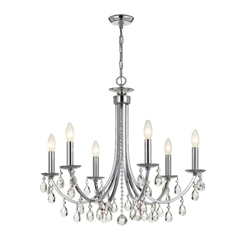 Bridgehampton 6 Light Hand Cut Crystal Polished Chrome Chandelier