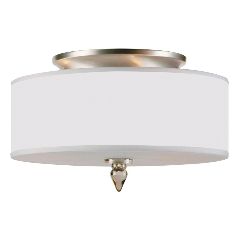 Luxo 3 Light Drum Shade Satin Nickel Flush Mount